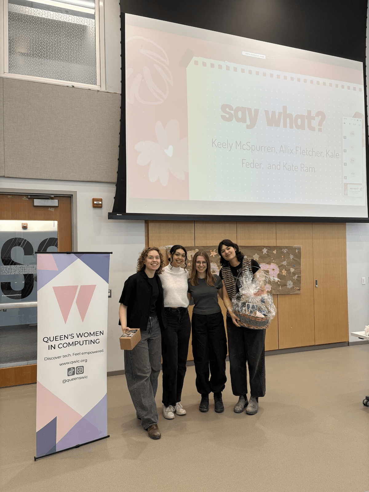 Kaleigh, KJ, Kate and Allix with Hackathon prize